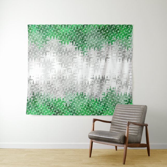 Trippy Squiggly Abstract Grayromantic Pride Flag Tapestry (In Situ (Horizontal))