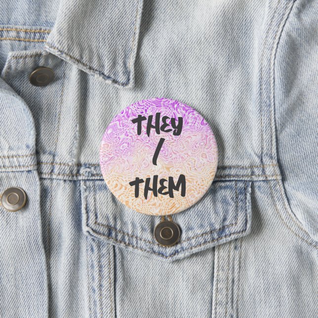 Trippy Squiggly Boho Abstract Trixic Pride Flag Button (In Situ)