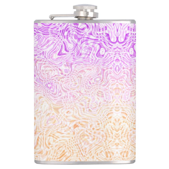 Trippy Squiggly Boho Abstract Trixic Pride Flag Flask (Front)