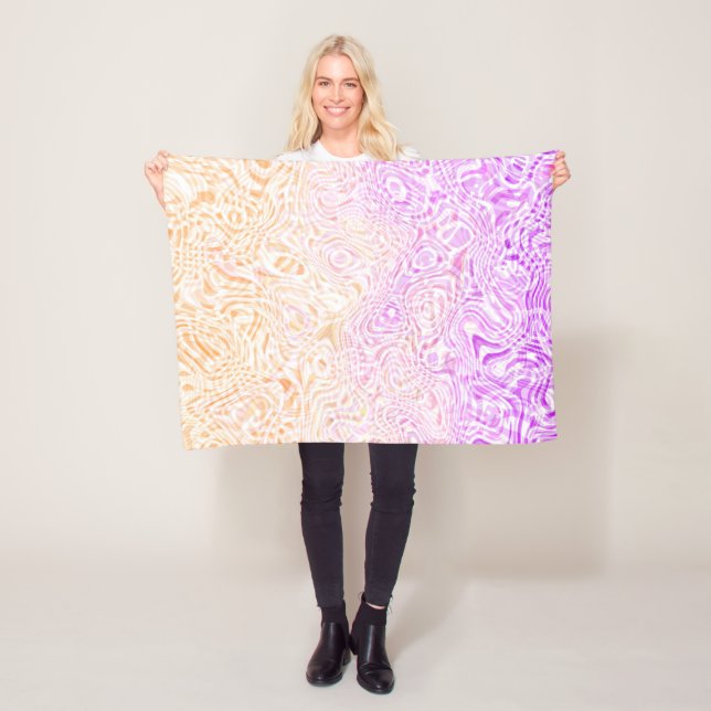 Trippy Squiggly Boho Abstract Trixic Pride Flag Fleece Blanket (In Situ)