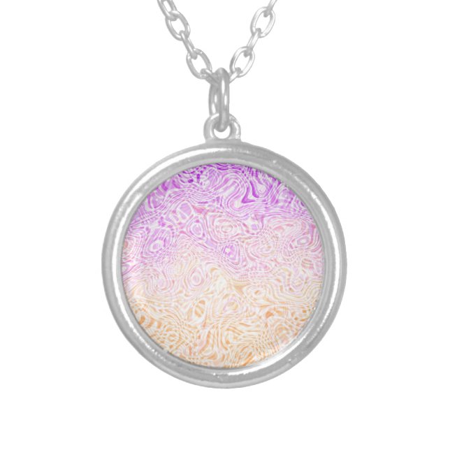 Trippy Squiggly Boho Abstract Trixic Pride Flag Silver Plated Necklace (Front)