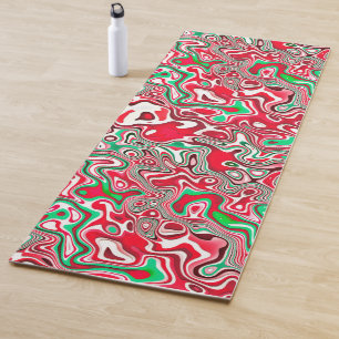 Trippy Squiggly Funky Maximalist Christmas Stripes Yoga Mat
