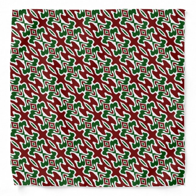 Trippy Squiggly Retro Mod Christmas Stripe Pattern Bandana (Front)