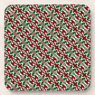 Trippy Squiggly Retro Mod Christmas Stripe Pattern Beverage Coaster