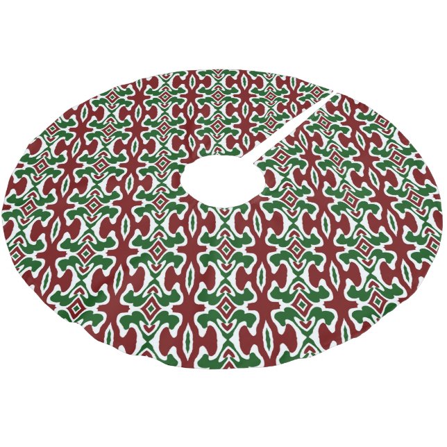 Trippy Squiggly Retro Mod Christmas Stripe Pattern Brushed Polyester Tree Skirt (Angled)