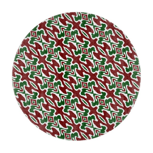 Trippy Squiggly Retro Mod Christmas Stripe Pattern Cutting Board (Front)