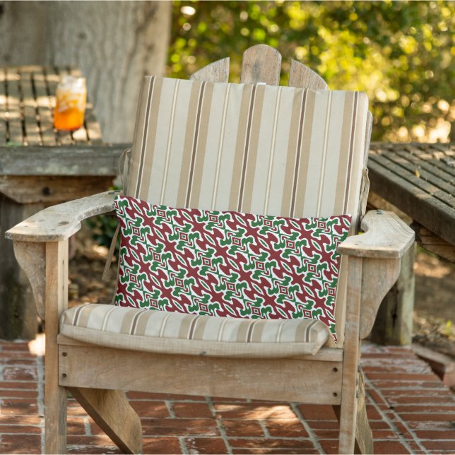 Trippy Squiggly Retro Mod Christmas Stripe Pattern Lumbar Pillow (Chair)