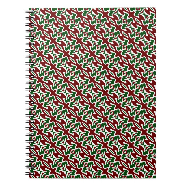 Trippy Squiggly Retro Mod Christmas Stripe Pattern Notebook (Front)