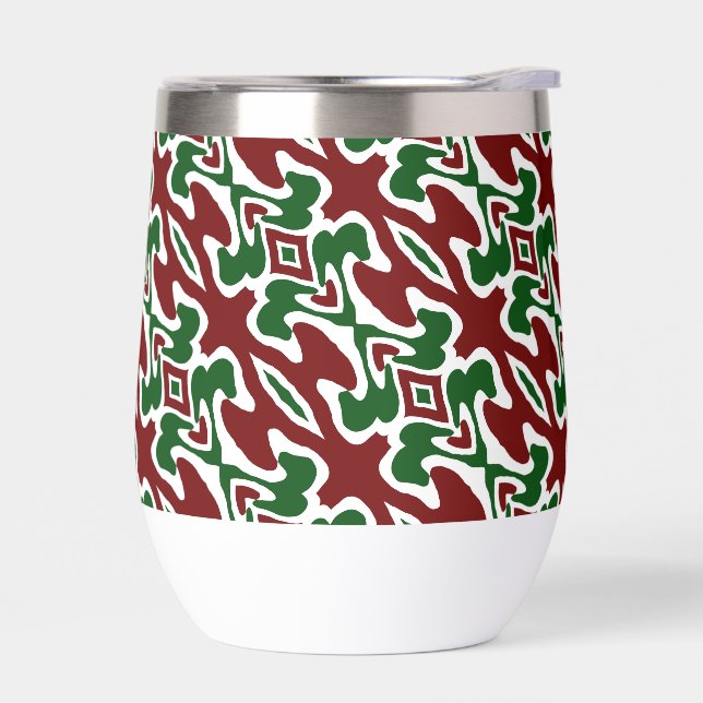Trippy Squiggly Retro Mod Christmas Stripe Pattern Thermal Wine Tumbler (Left)