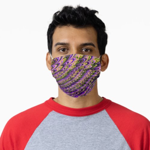 Trippy Squiggly Ripply Bohemian Funky Fractal Art Adult Cloth Face Mask