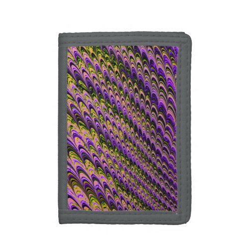 Trippy Squiggly Ripply Bohemian Funky Fractal Art Trifold Wallet