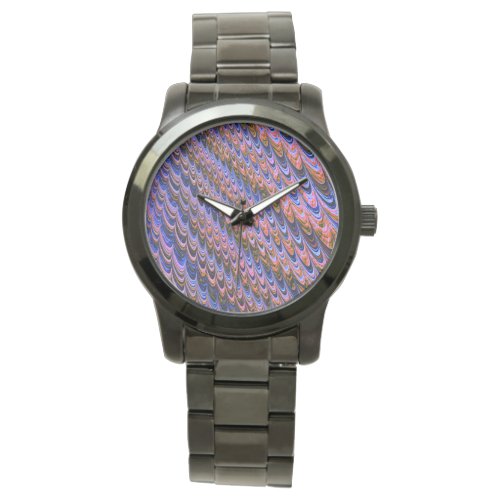 Trippy Squiggly Ripply Bohemian Funky Fractal Art Watch