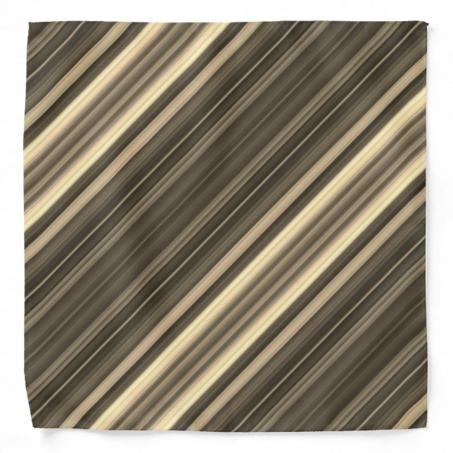 Trippy Stripes Beige and Brown Cool Psychedelic Bandana (Front)