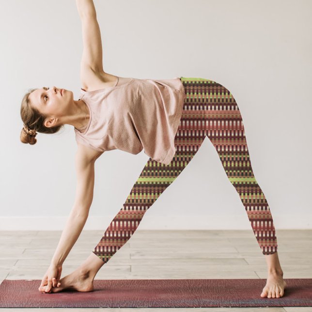 Trippy Stripes Earthy Colors Cool Psychedelic Leggings (Creator Uploaded)