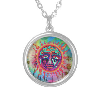Trippy Sun Man Silver Plated Necklace