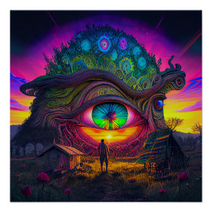 Trippy sunrise in the abstract surreal day dream poster