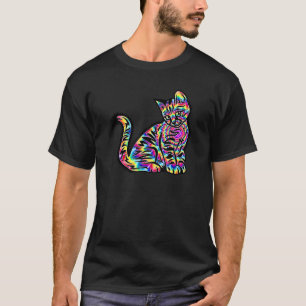 Trippy Tie Dye Cat Fun Trendy Rainbow Kitten Mens T-Shirt