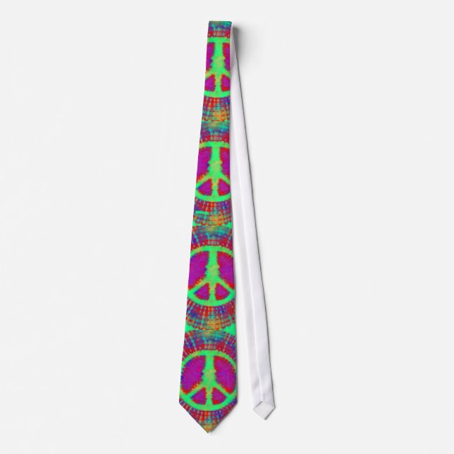 Trippy Tie-Dye Psychedelic Peace Sign Neck Tie (Front)