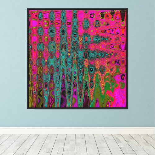 Trippy Turquoise Abstract Retro Atomic Waves Canvas Print