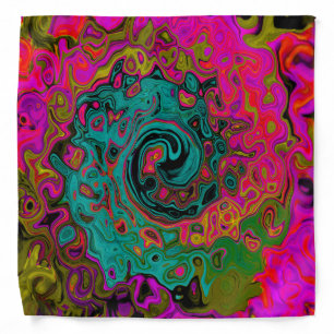 Trippy Turquoise Abstract Retro Liquid Swirl Bandana