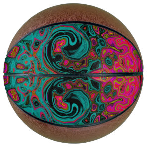 Trippy Turquoise Abstract Retro Liquid Swirl Basketball