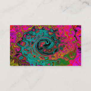 Trippy Turquoise Abstract Retro Liquid Swirl Business Card