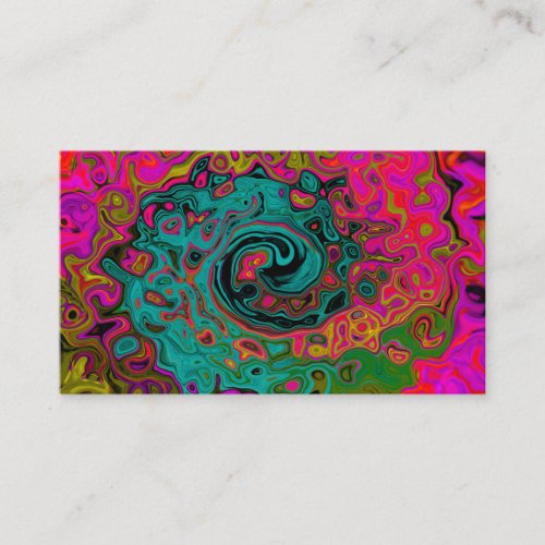 Trippy Turquoise Abstract Retro Liquid Swirl Business Card