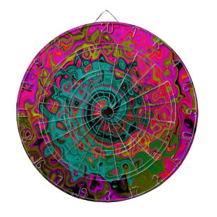 Trippy Turquoise Abstract Retro Liquid Swirl Dart Board