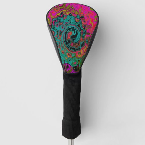 Trippy Turquoise Abstract Retro Liquid Swirl Golf Head Cover