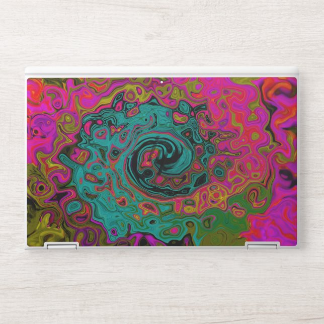 Trippy Turquoise Abstract Retro Liquid Swirl HP Laptop Skin (Front)