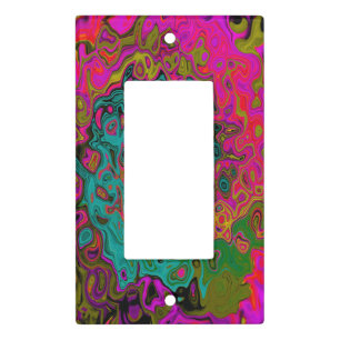 Trippy Turquoise Abstract Retro Liquid Swirl Light Switch Cover