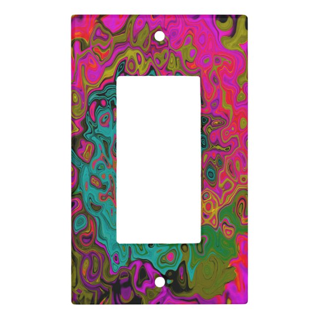 Trippy Turquoise Abstract Retro Liquid Swirl Light Switch Cover (Front)