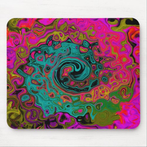 Trippy Turquoise Abstract Retro Liquid Swirl Mouse Pad