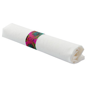 Trippy Turquoise Abstract Retro Liquid Swirl Napkin Bands