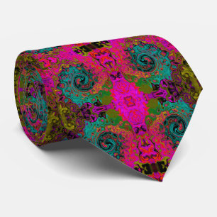 Trippy Turquoise Abstract Retro Liquid Swirl Neck Tie