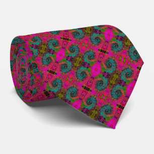 Trippy Turquoise Abstract Retro Liquid Swirl Neck Tie
