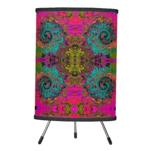 Trippy Turquoise Abstract Retro Liquid Swirl Tripod Lamp