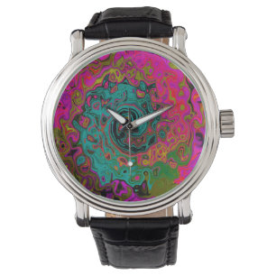 Trippy Turquoise Abstract Retro Liquid Swirl Watch