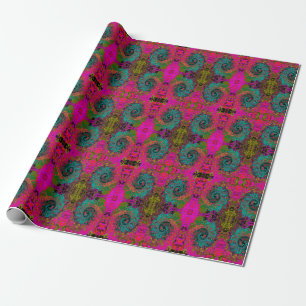 Trippy Turquoise Abstract Retro Liquid Swirl Wrapping Paper
