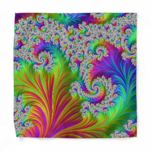 Trippy Vibrant Bold Trippy Rainbow Spiral Fractal Bandana