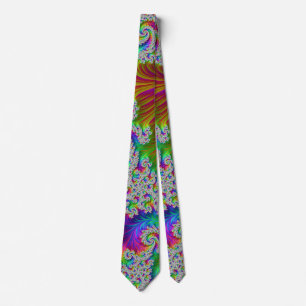 Trippy Vibrant Bold Trippy Rainbow Spiral Fractal Neck Tie
