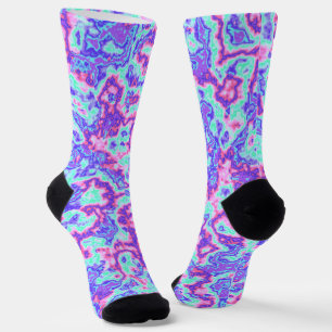 Trippy Vibrant Colorful Maximalist Abstract Marble Socks