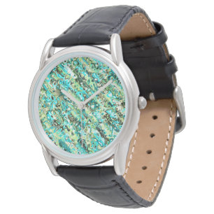 Trippy Vibrant Groovy Boho Hippie Fractal Marble Watch