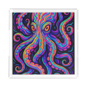 Trippy Vibrant Octopus Acrylic Tray