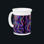 Trippy Vibrant Octopus  Beverage Pitcher<br><div class="desc">This design features a colorful psychedelic neon octopus.</div>