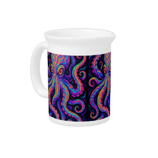 Trippy Vibrant Octopus Beverage Pitcher
