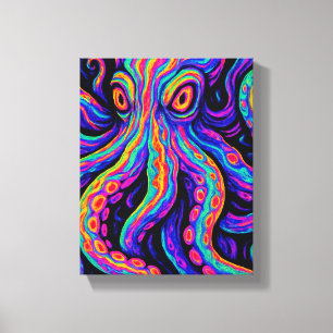 Trippy Vibrant Octopus Canvas Print