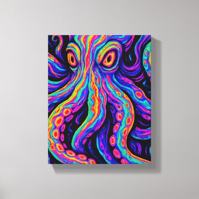 Trippy Vibrant Octopus  Canvas Print (Front)