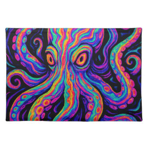 Trippy Vibrant Octopus Cloth Placemat