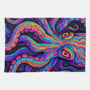 Trippy Vibrant Octopus Kitchen Towel